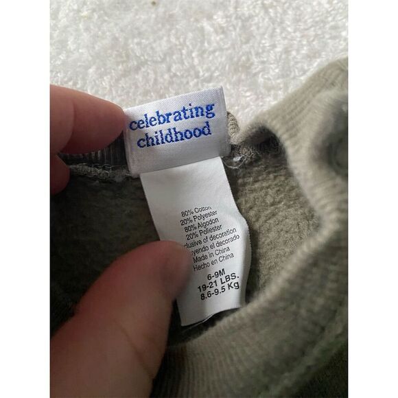 Carter's Baby Green Sweat Onesie Romper 6-9 Months Unisex - Picture 4 of 5